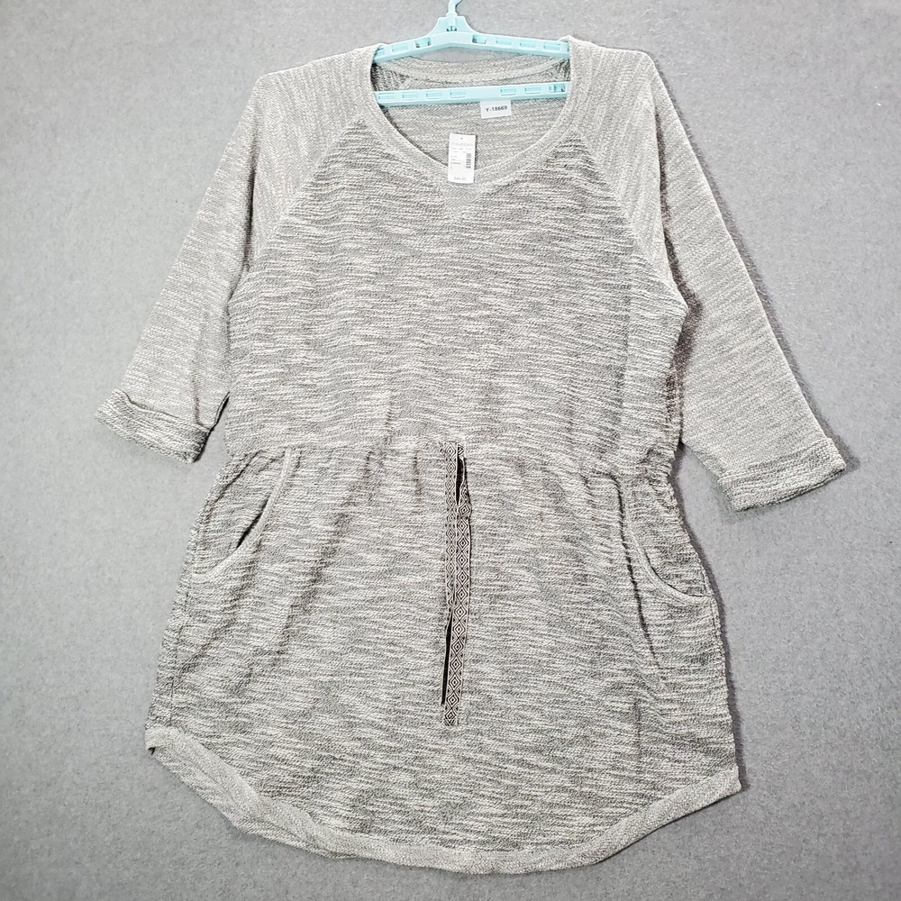 Maurices Women Dress 3 Gray Mini Blouson Cinched Waist 3/4 Sleeve Pockets NWT